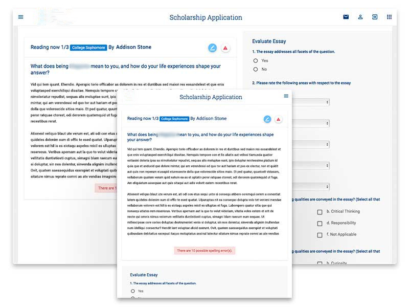 Grant & Scholarship Application dashboard
