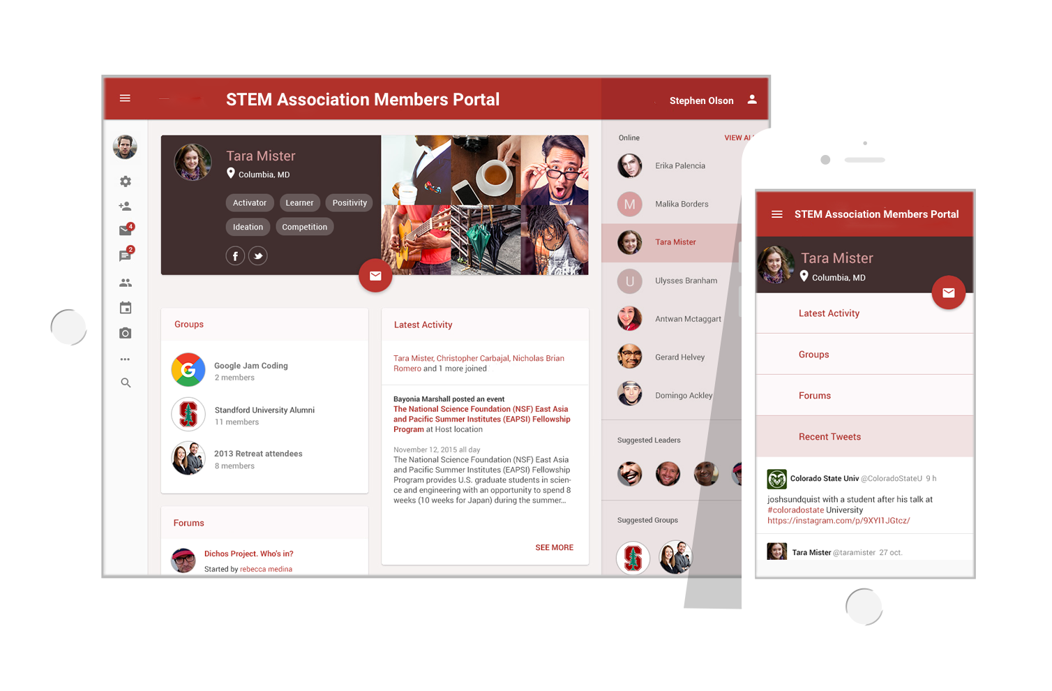 STEM - Association Member Portal responsive view