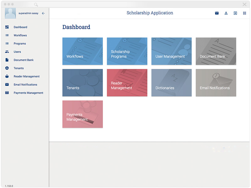 Grant & Scholarship Application dashboard